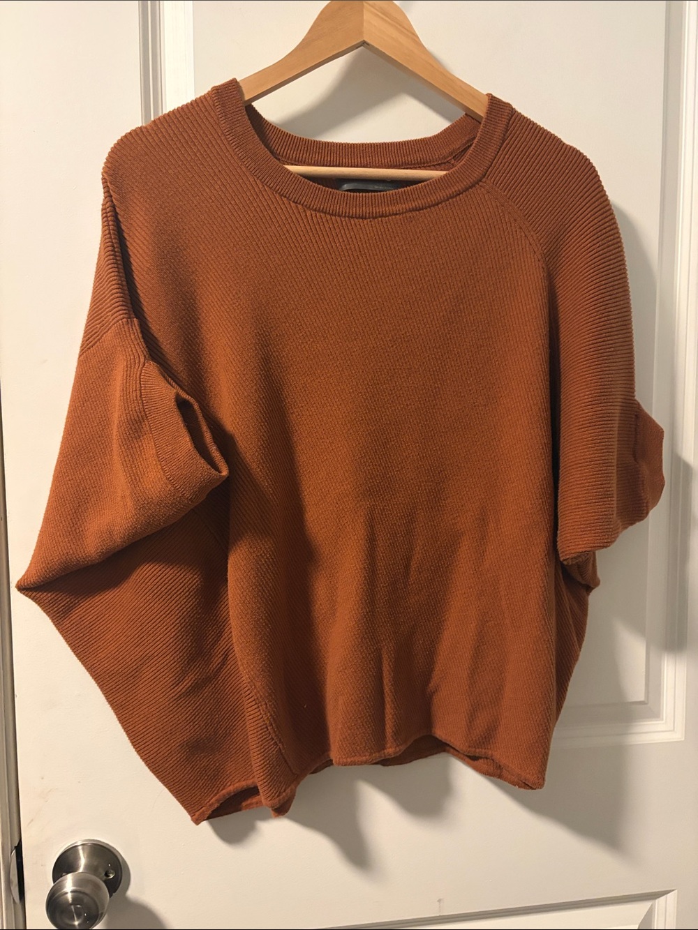 Anthropologie Ribbed Poncho Sweater in Burnt Orange